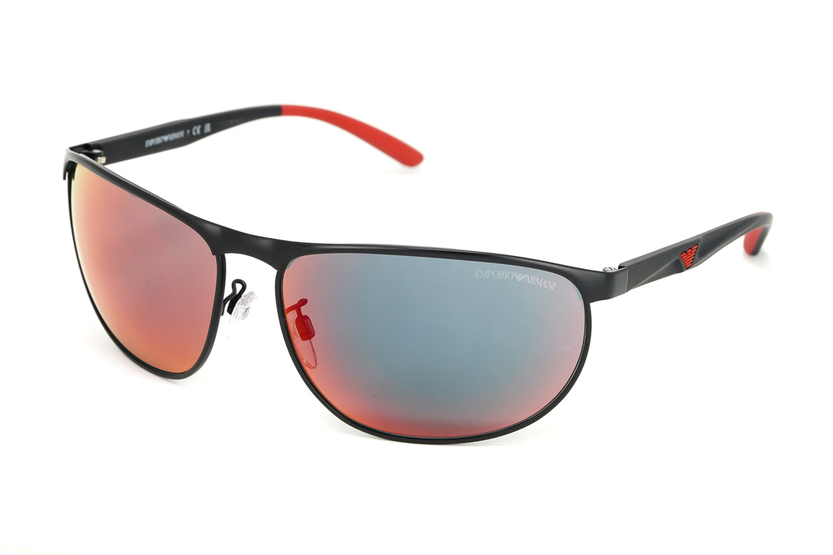 Emporio Armani Men s Sunglasses Wraparound Black Red