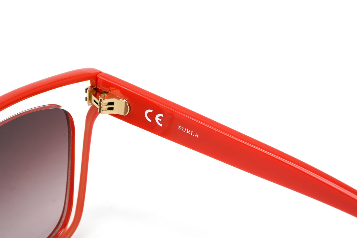 Furla Women's Sunglasses Classic Square Clear/Red SFU069 0AFM