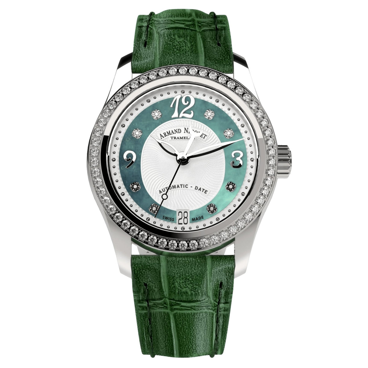 Armand Nicolet Ladies Watch M03 3 Green Leather Diamond