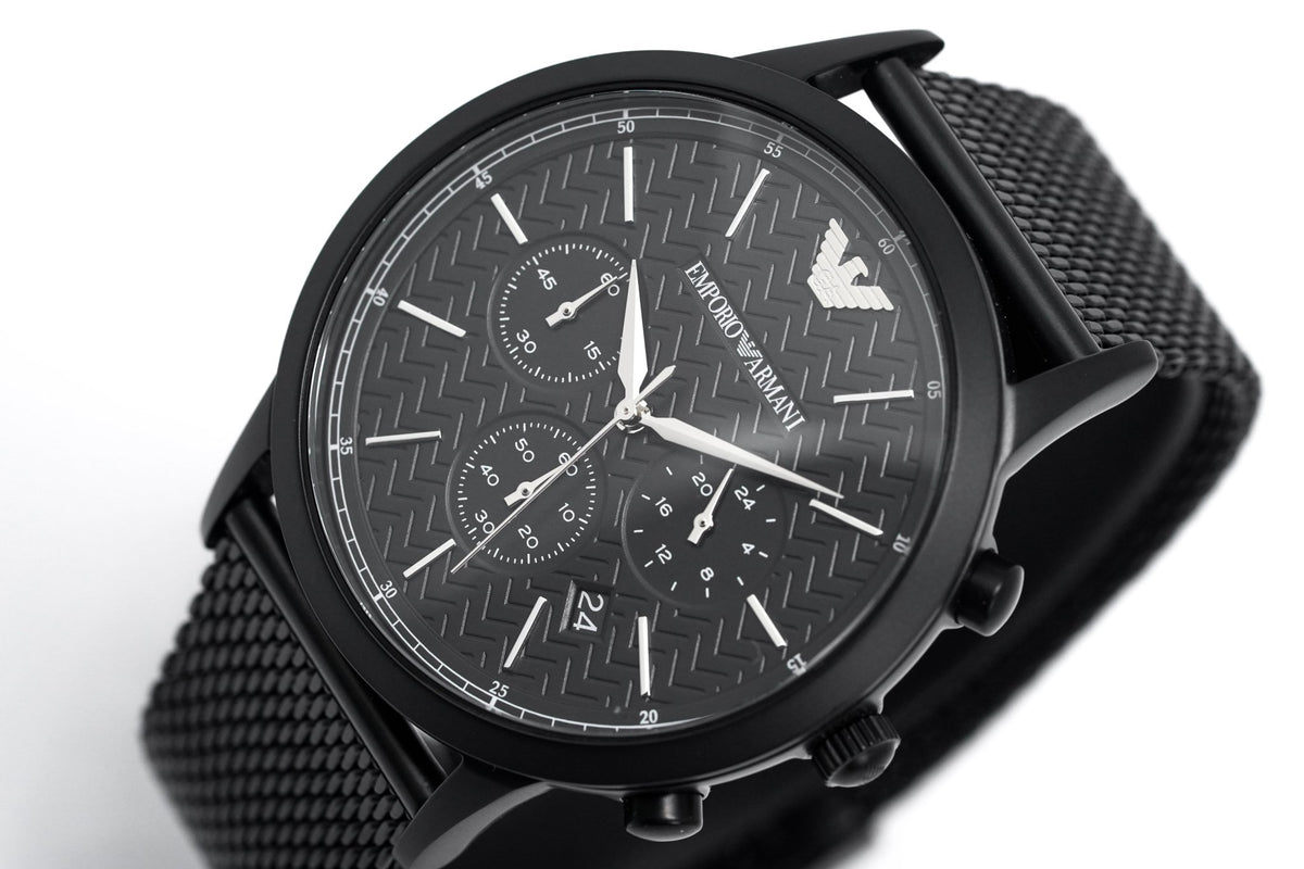 Mens watches armani discount black