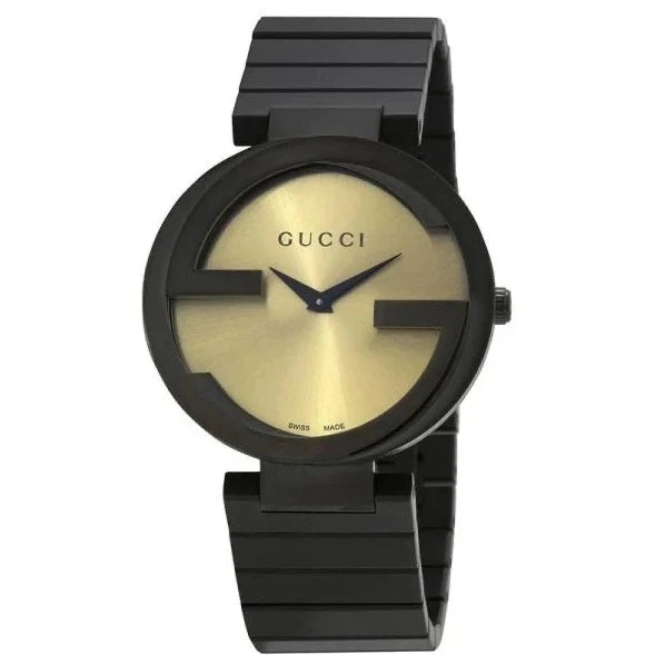 Gucci Watch Interlocking G Ladies 37mm Black YA133314