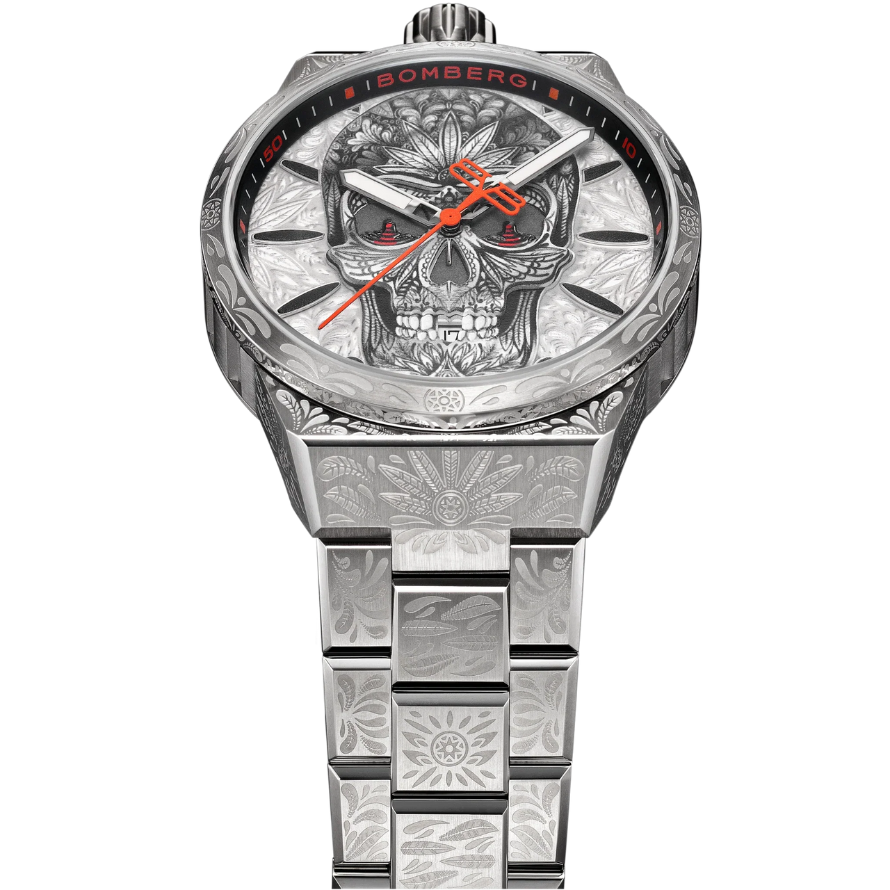 Bomberg Bolt-68 Neo Tattooed  Cancun Skull Limited Edition Silver Watch