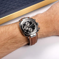 Thumbnail for Herbelin Newport Héritage Men's Black Brown Watch 35664AP24BR