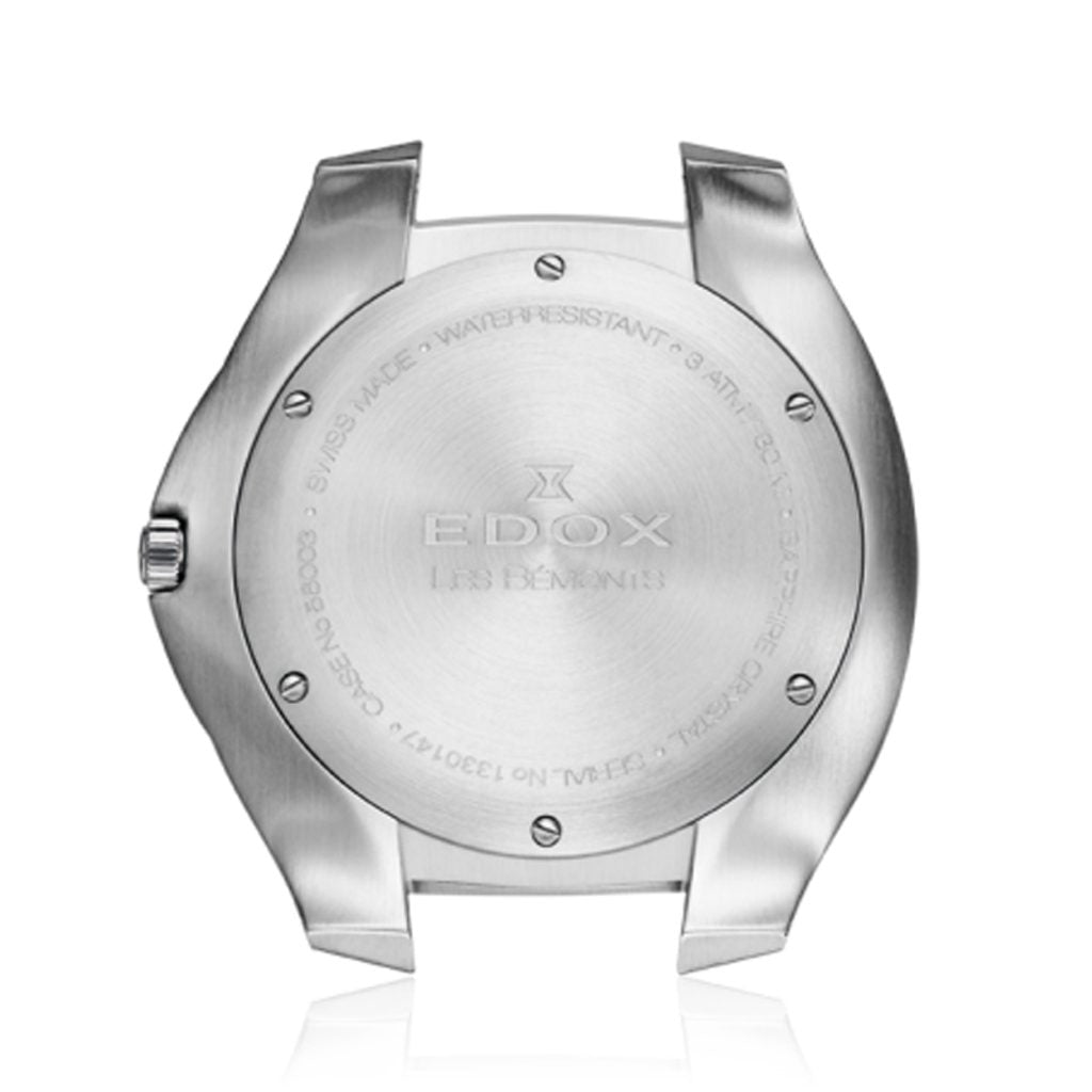 Edox Les Bèmonts Ladies Silver Black Watch 57004-3-NIN