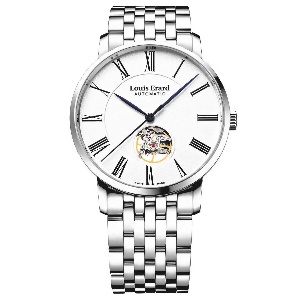 Louis Erard Heritage Automatic Diamond White Dial Ladies Watch 20100AB34BMA20, Automatic Movement, Stainless Steel and 18kt Yellow Gold Strap, 30 mm