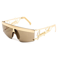 Thumbnail for Jeremy Scott Ladies Rectangular Grey Sunglasses 6JSSIGNATURESHADESGOLD