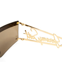 Thumbnail for Jeremy Scott Ladies Rectangular Grey Sunglasses 6JSSIGNATURESHADESGOLD