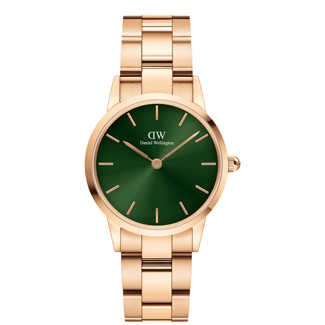 Daniel Wellington Ladies Rose Gold Iconic Link Emerald Watch DW00100421