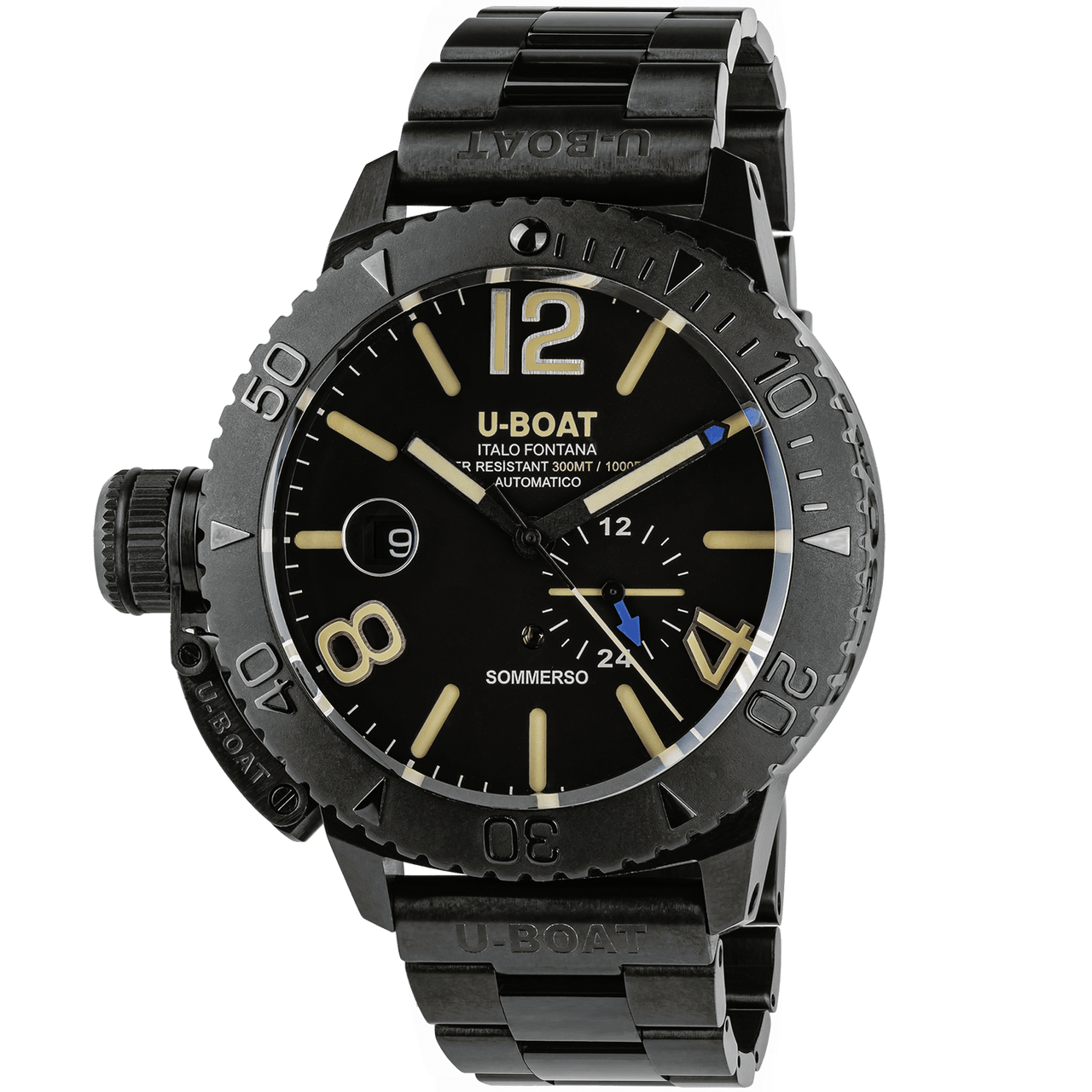 U-Boat Men's Watch Sommerso 46mm Diver Date Black DLC 9015/MT