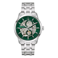 Thumbnail for Bulova Men's Automatic Skeleton Watch 40mm Sutton Green Silver