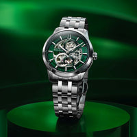 Thumbnail for Bulova Men's Automatic Skeleton Watch 40mm Sutton Green Silver
