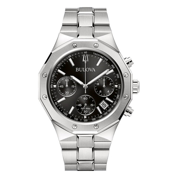 Bulova Men's Quartz Chronograph Watch 44mm Classic Black Silver