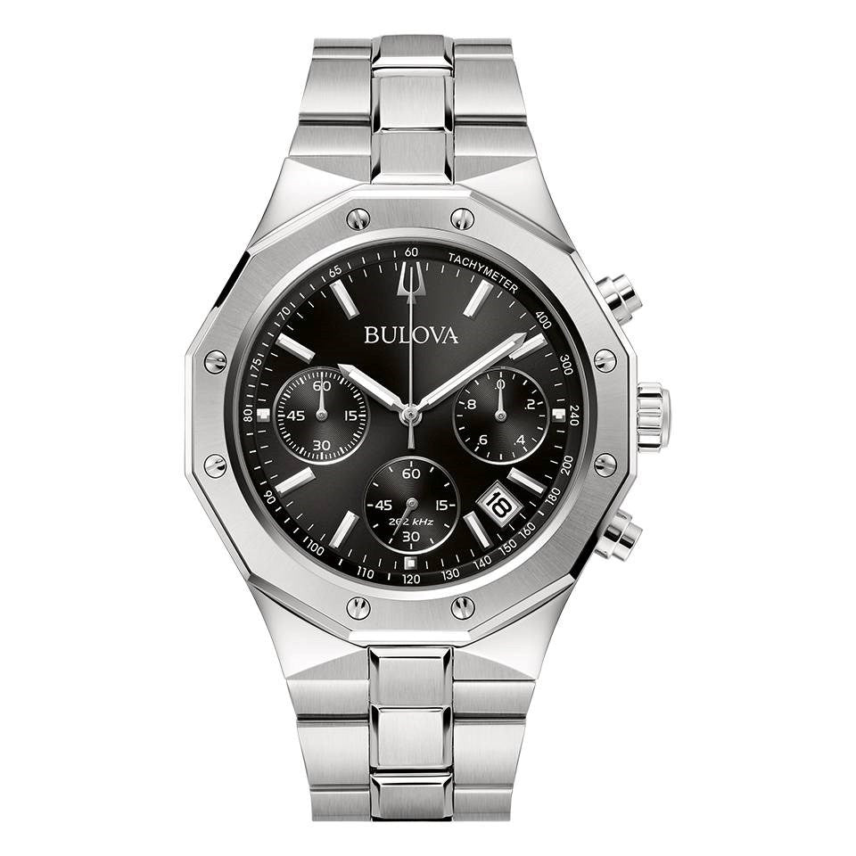 Bulova Men's Quartz Chronograph Watch 44mm Classic Black Silver