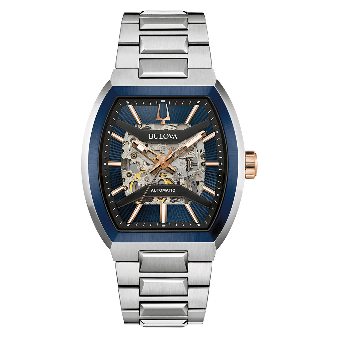 Bulova Men's Automatic Skeleton Watch 40mm Maquina Blue
