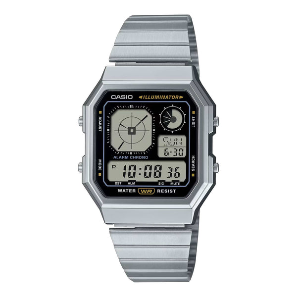 Casio Unisex Digital Watch 34mm Retro Vintage Silver Black