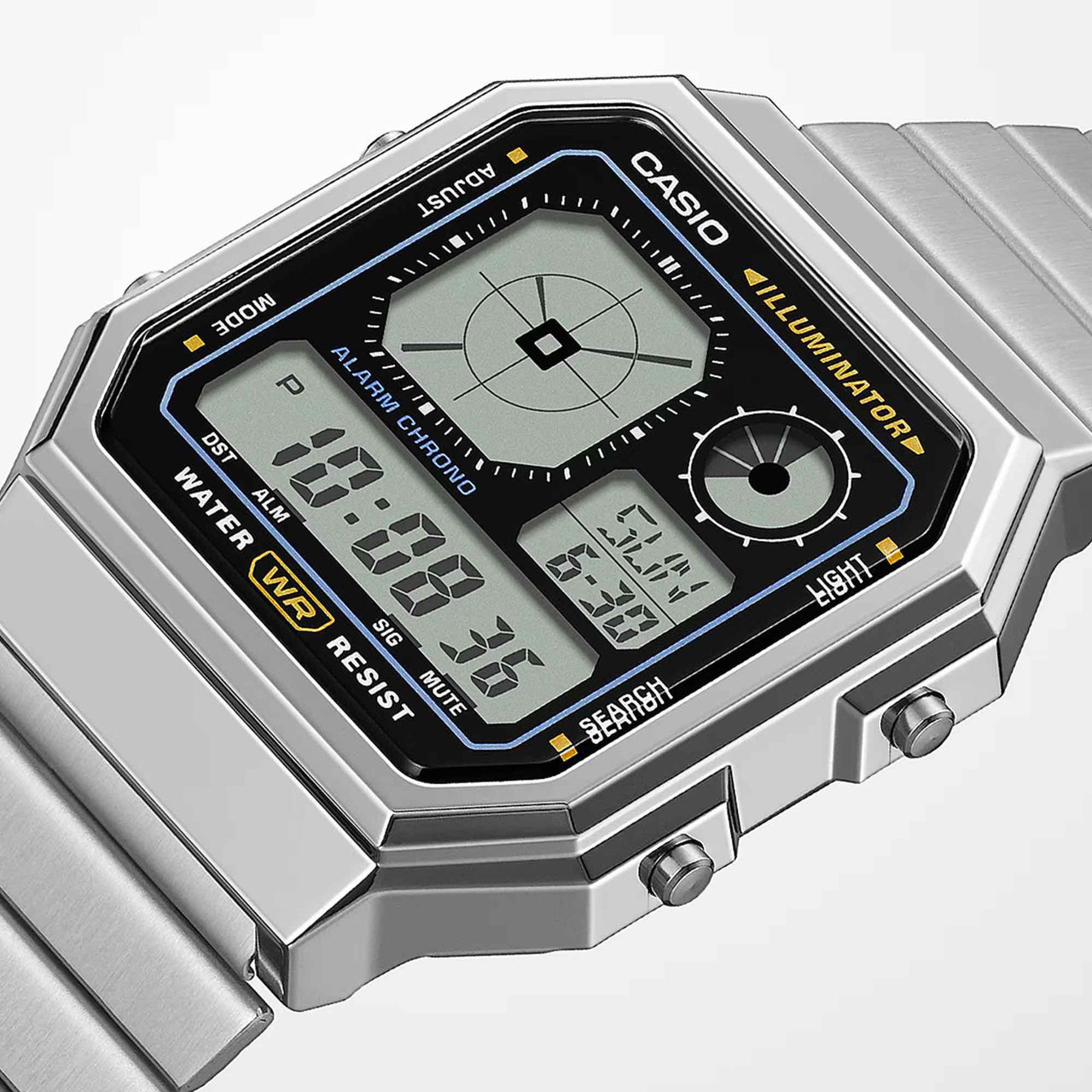 Casio Unisex Digital Watch 34mm Retro Vintage Silver Black