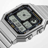 Thumbnail for Casio Unisex Digital Watch 34mm Retro Vintage Silver Black