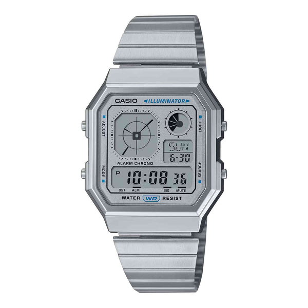 Casio Unisex Digital Watch 34mm Retro Vintage Silver