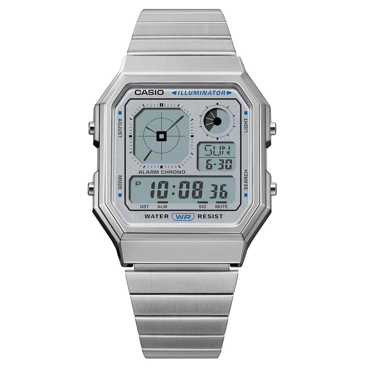 Casio Unisex Digital Watch 34mm Retro Vintage Silver