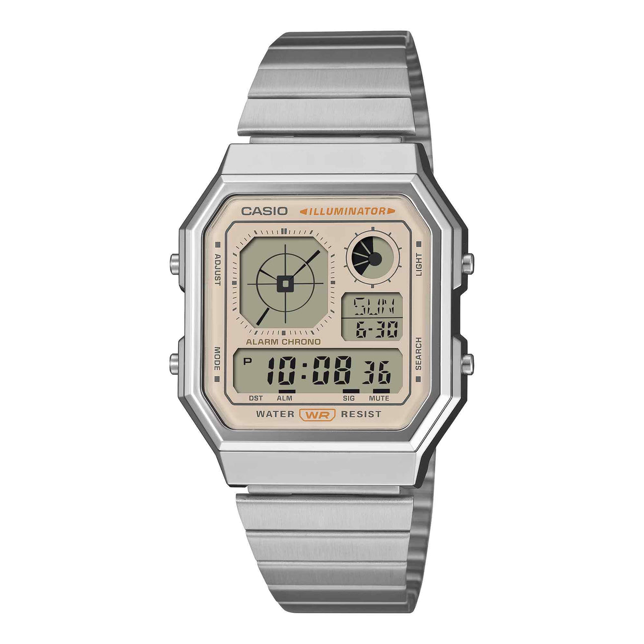 Casio Unisex Digital Watch 34mm Retro Vintage Silver