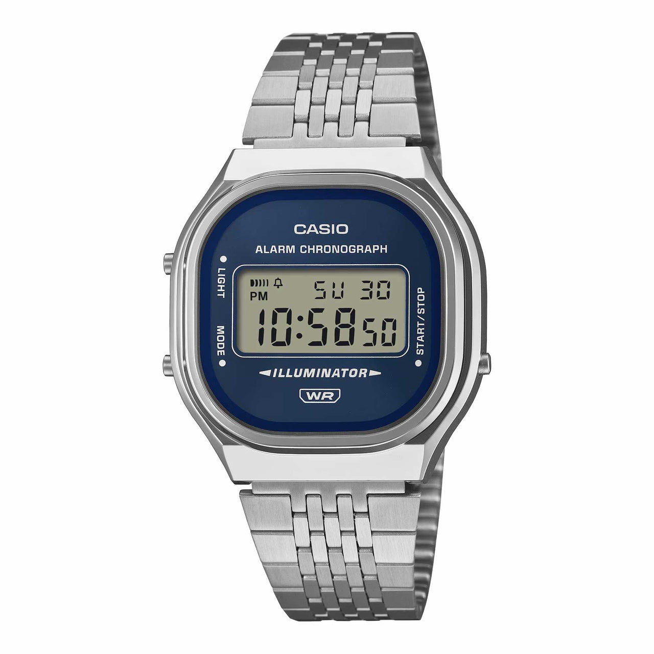 Casio Unisex Digital Watch 37mm Vintage Silver Blue