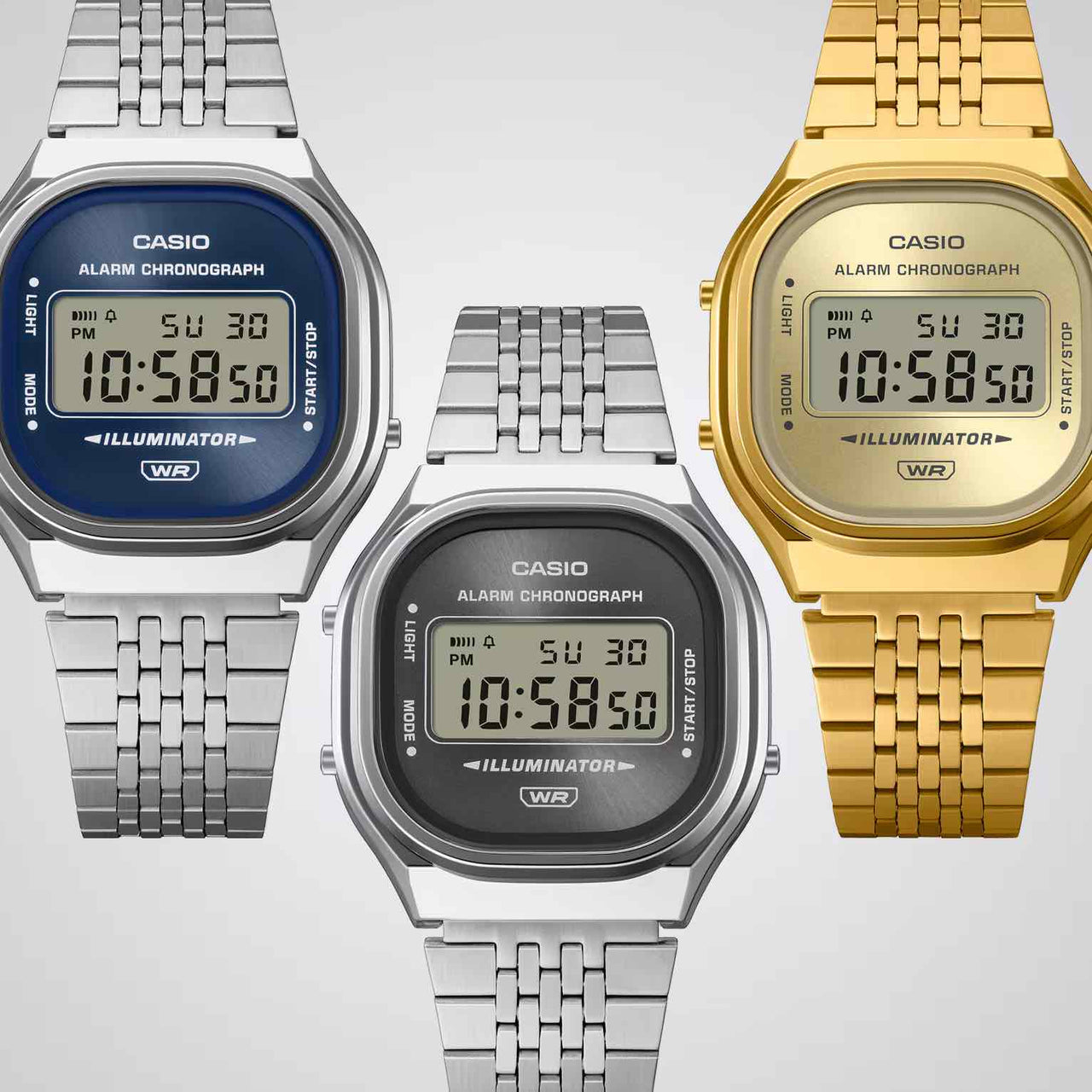 Casio Unisex Digital Watch 37mm Vintage Silver Blue