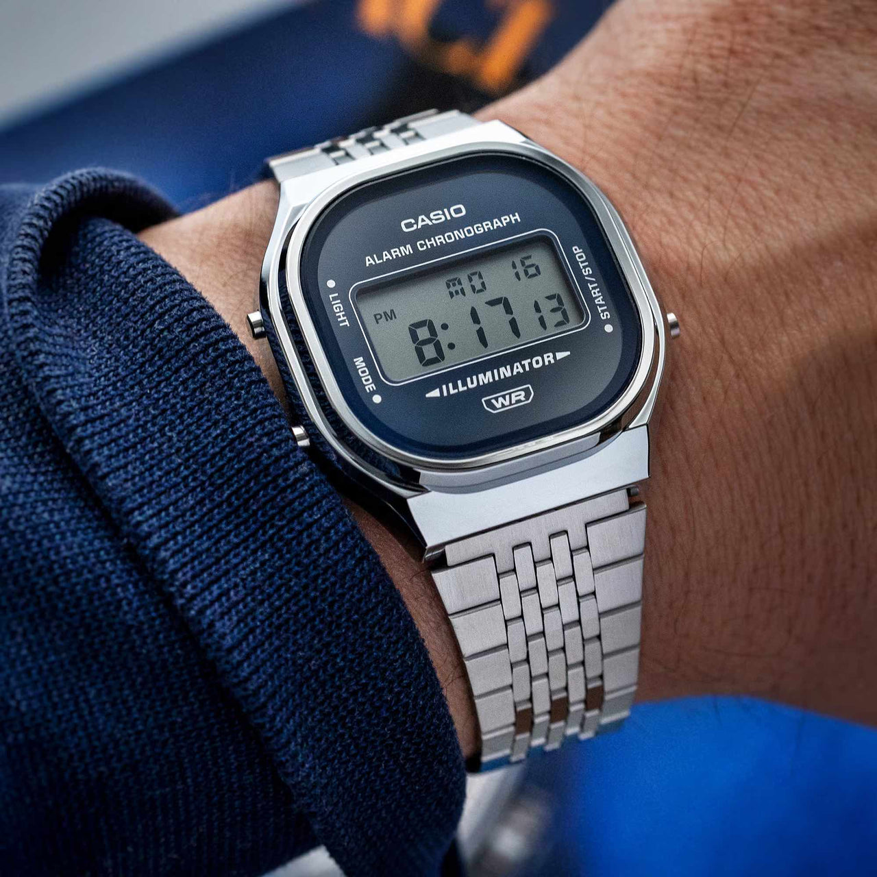 Casio Unisex Digital Watch 37mm Vintage Silver Blue