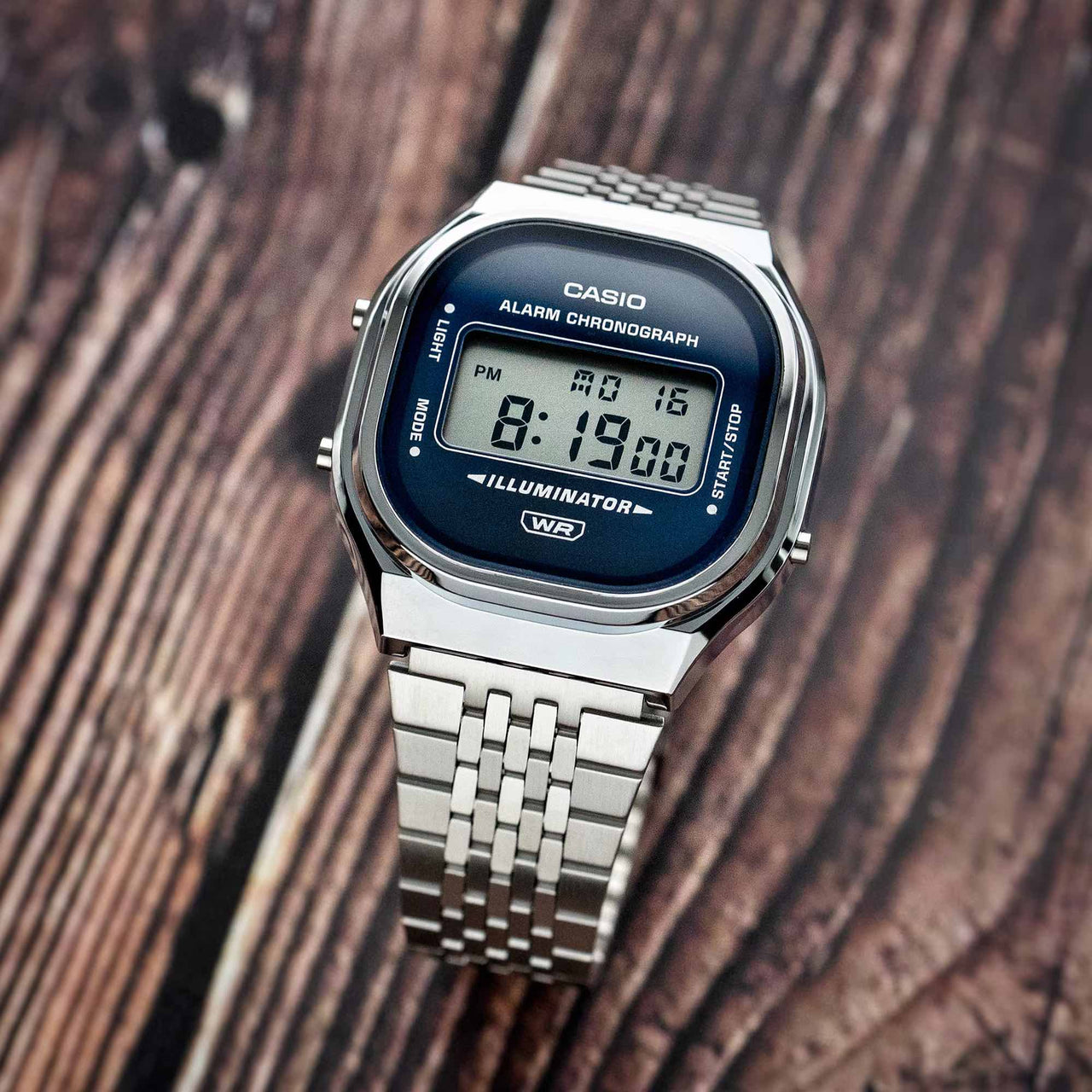 Casio Unisex Digital Watch 37mm Vintage Silver Blue
