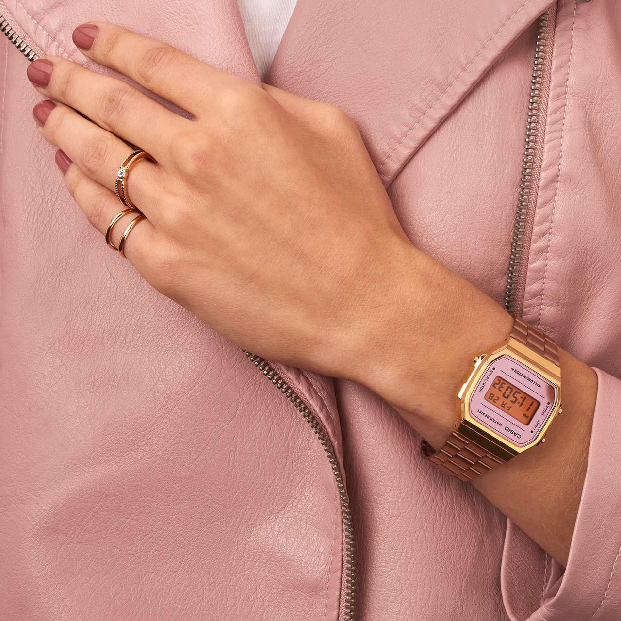Casio Unisex Quartz Digital Watch 36mm Vintage Rose Gold Purple