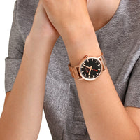 Thumbnail for Mondaine Watch Classic Black Rose Gold