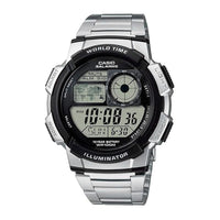 Thumbnail for Casio Worldtime 45mm Silver Black Men's Digital Watch