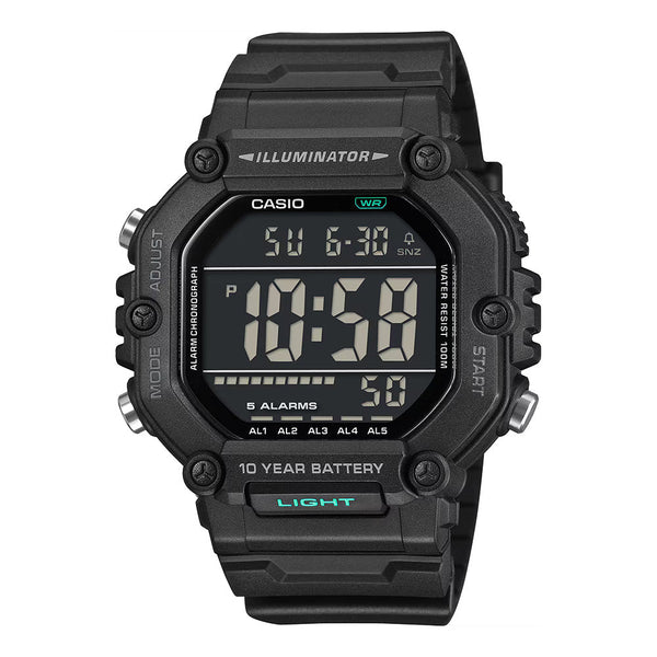 Casio Men's Digital Watch 50mm Extra Long Strap Black