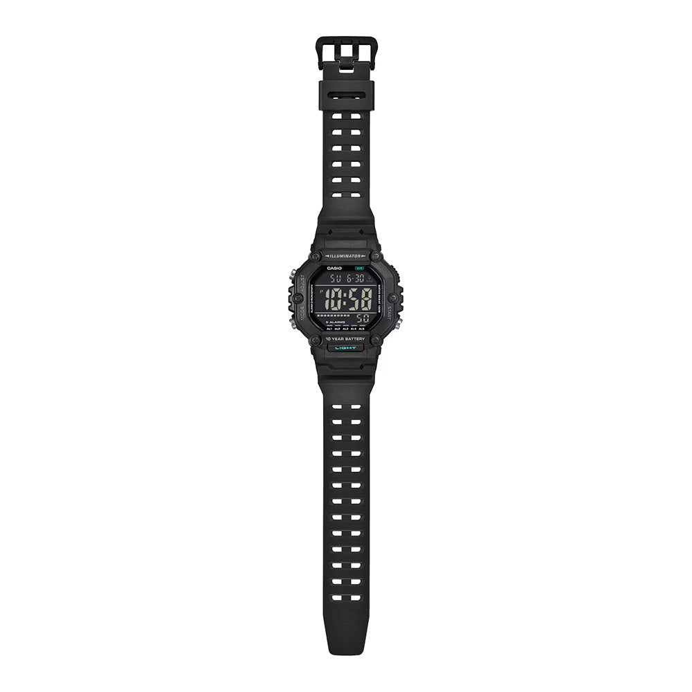 Casio Men's Digital Watch 50mm Extra Long Strap Black