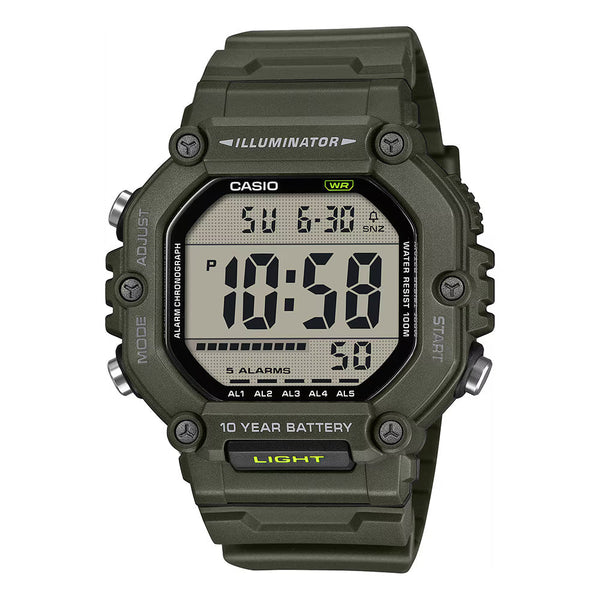 Casio Men's Digital Watch 50mm Extra Long Strap Green