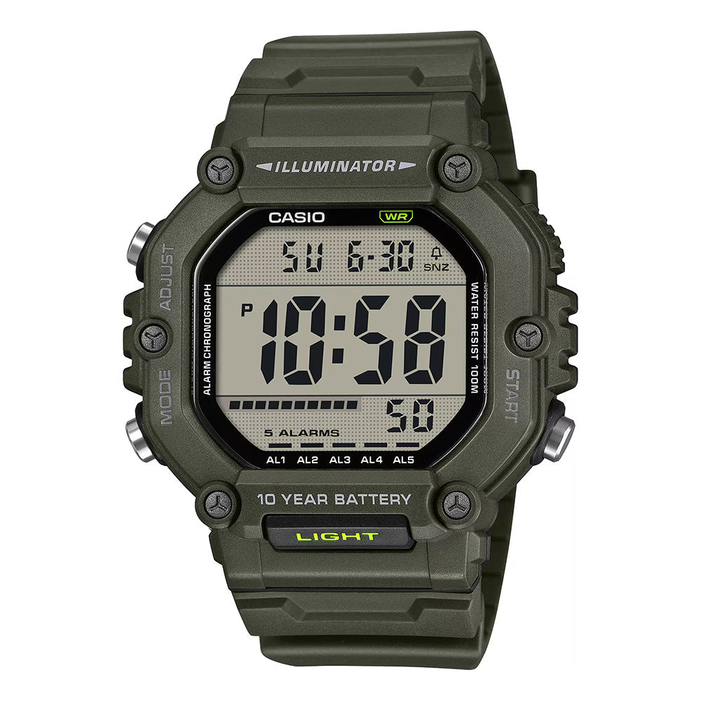 Casio Men's Digital Watch 50mm Extra Long Strap Green