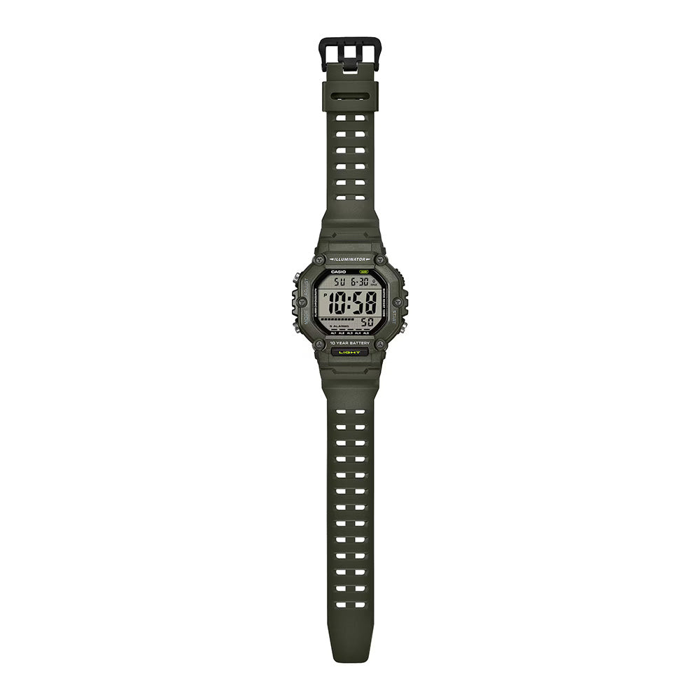 Casio Men's Digital Watch 50mm Extra Long Strap Green