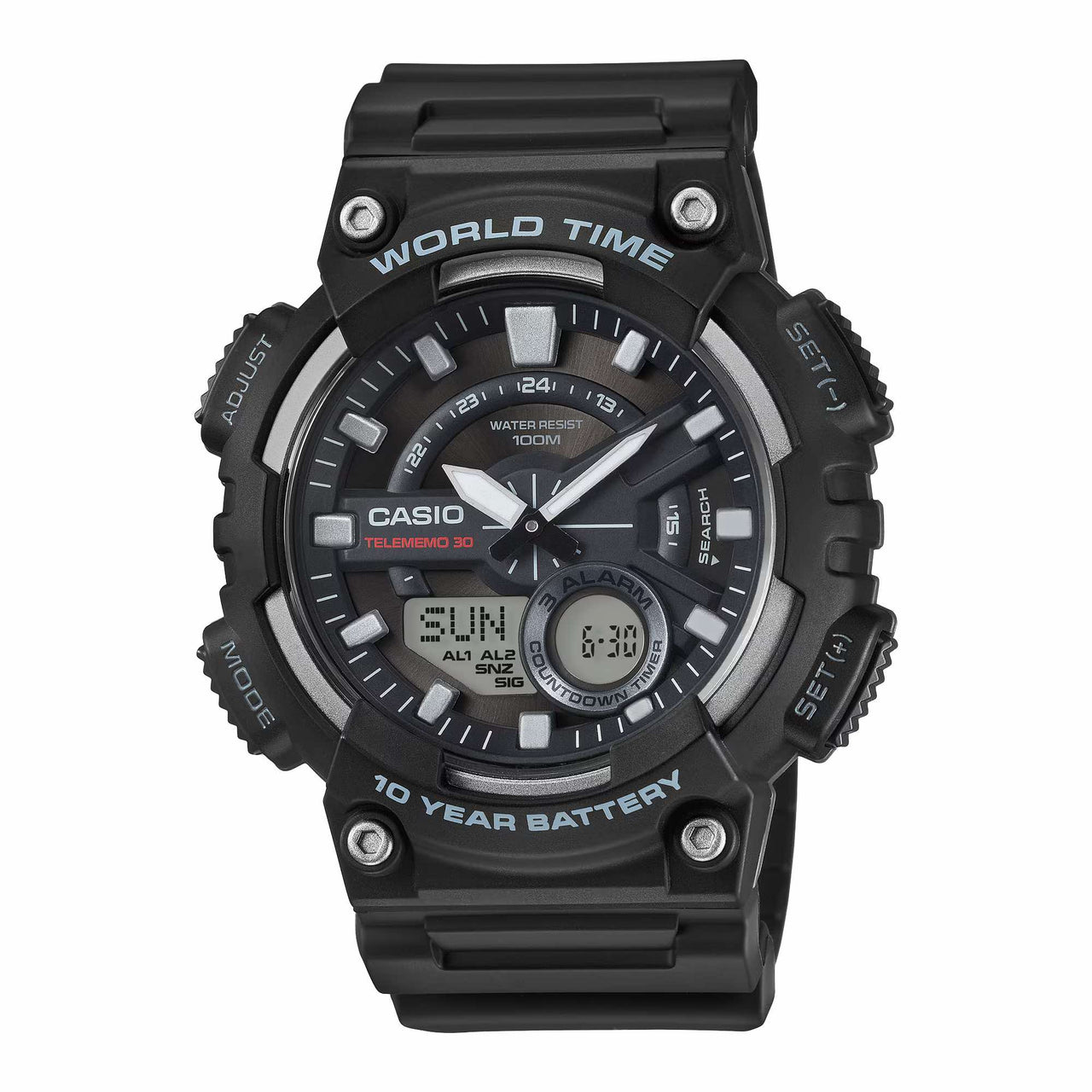 Casio Men's Analogue Digital Watch 48mm Telememo Black