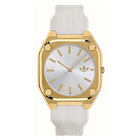 Thumbnail for Adidas Originals City Tech Thin Unisex White Gold Watch AOFH24003