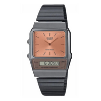 Thumbnail for Casio Watch Vintage IP Grey Dual Time Steel Flat Link