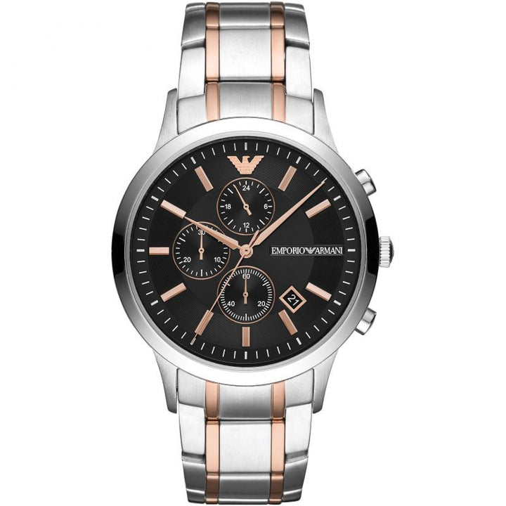 Emporio Armani Men's AR2434 Chronograph Stainless Steel Black Dial Watch :  Armani: : Clothing, Shoes & Accessories