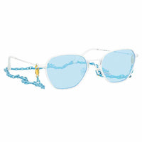 Thumbnail for Alessandra Rich x Linda Farrow White Blue Women's Sunglasses