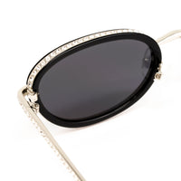 Thumbnail for Area Nyc x Linda Farrow Black And Crystal Sunglasses