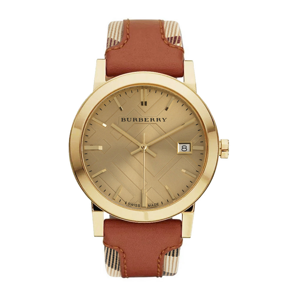 Burberry Men's Watch The City Check Gold Brown BU9016