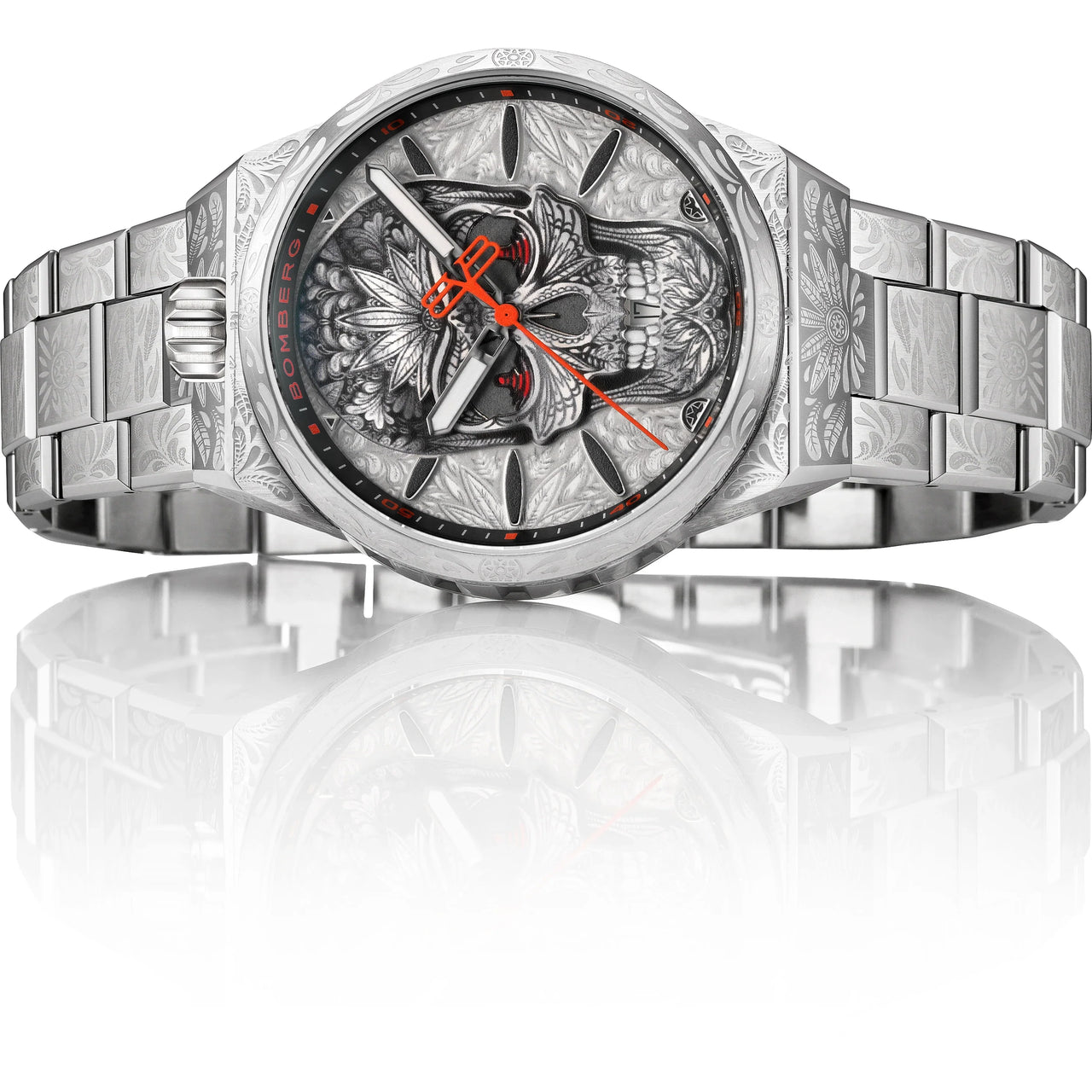 Bomberg Bolt-68 Neo Tattooed  Cancun Skull Limited Edition Silver Watch