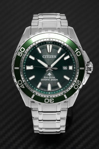 Thumbnail for Citizen Men's Watch Eco-Drive Dive Stainless Steel Bracelet Green BN0199-53X