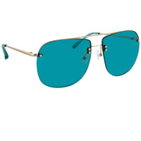 Thumbnail for Dries Van Noten Ladies Aviator Blue Sunglasses DVN149C2SUN