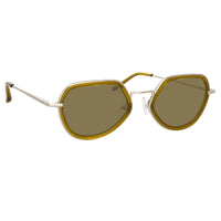 Thumbnail for Dries Van Noten Men's Angular Khaki Sunglasses DVN186C6SUN