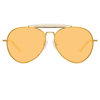 Thumbnail for Dries Van Noten Ladies Aviator Orange Sunglasses DVN187C4SUN