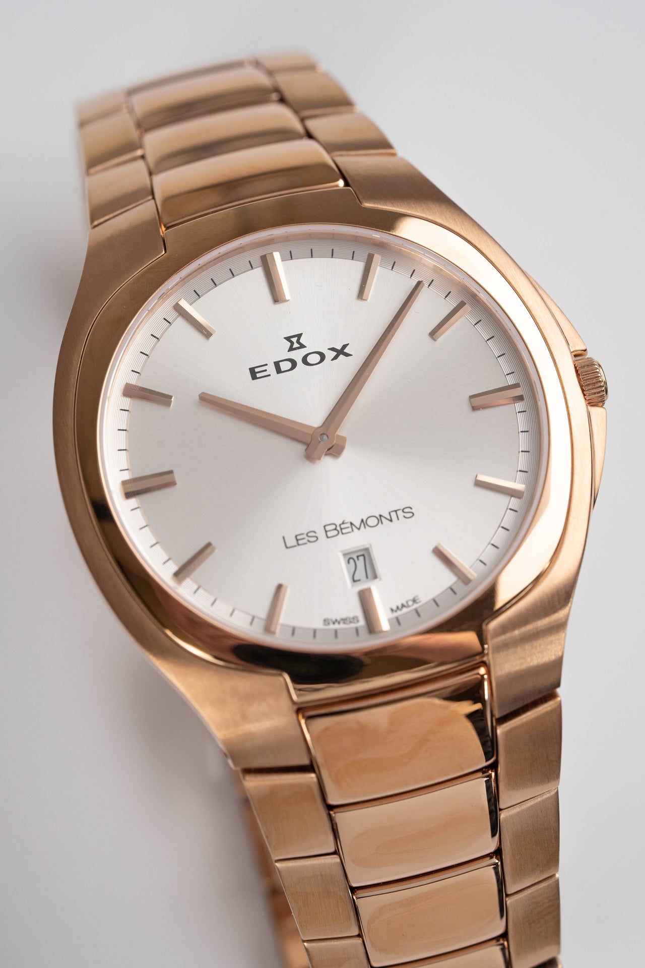 Edox Les Bemonts Men s Rose Gold Silver Watch 56003 37R AIR