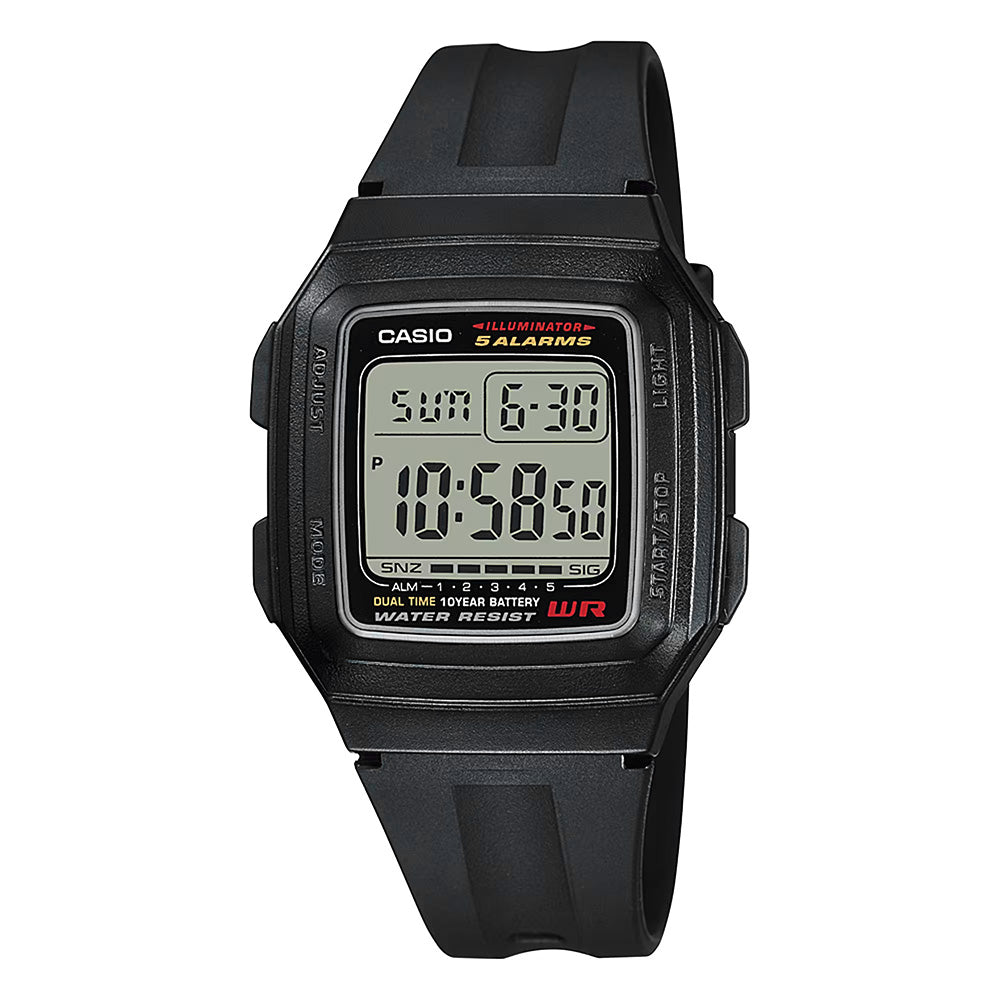 Casio Unisex Digital 5 Alarms Illuminator Watch 34mm Black
